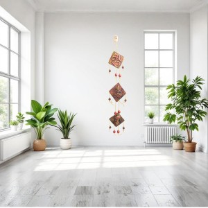 Hindu Wall Hanging Decorative Showpiece with Om & Ganesha | Spiritual Door Hanging for Home Temple, Pooja Room & Living Room Décor (Triangular)