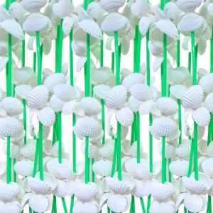 HiTechMart Handcrafted Seashell Door Hanging – 68 Inch Traditional Swag Toran for Entrance & Pooja Room – White Sea Shell Curtain for Home Décor, Boho Style, Eco-Friendly Coastal Decor