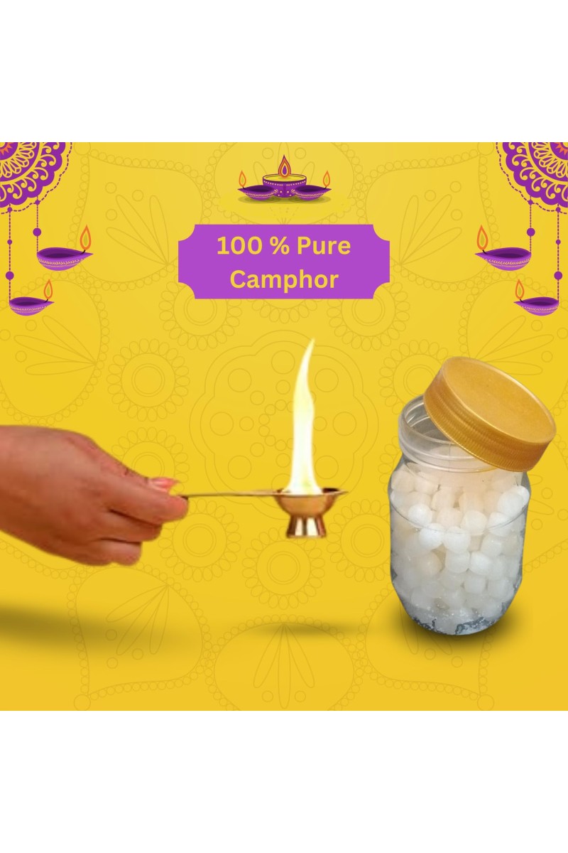 HiTechMart Pure Camphor Tablets for Puja and Aromatherapy – Natural and Long-Lasting Fragrance (50, Grams)