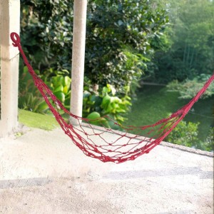 Nylon Net Hammock Swing for Adults – Strong & Comfortable Hanging Jhulna for Indoor, Outdoor, Balcony, Home & Bedroom Use (Red)