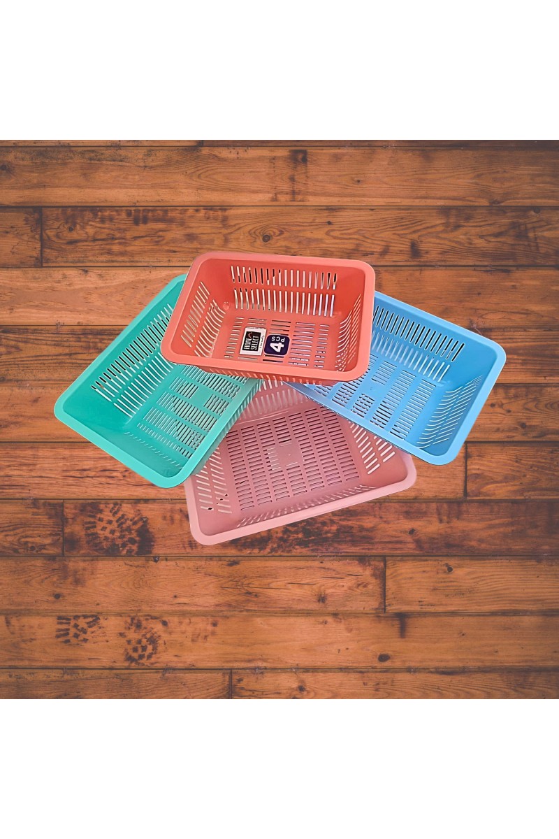 Hitech Multi-Colored Storage Basket Set - Pack of 4