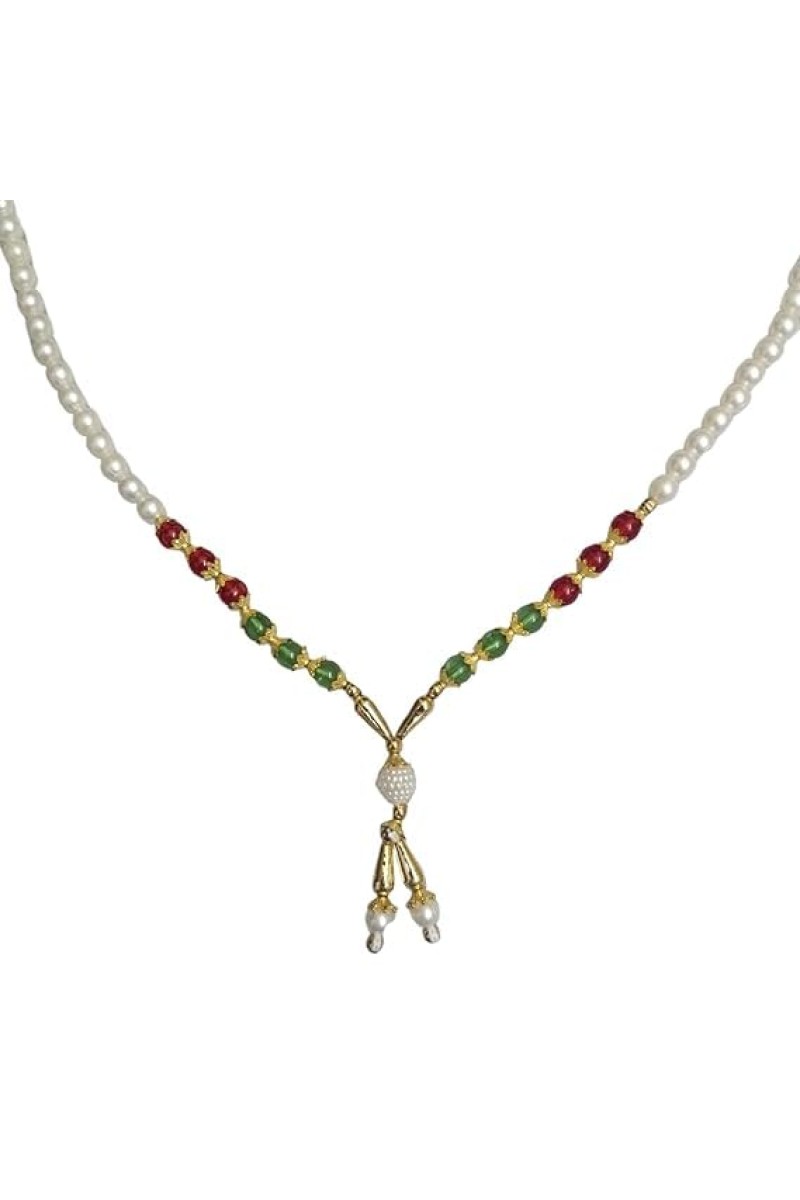 Hitech Sales Artificial Pearl and Bead Decorative Garland Mala for Pooja, Mandir, Home Dcor, and Festivals | Multicolor Design with Pendant Hanging (26 cm - Small - 1 Piece)