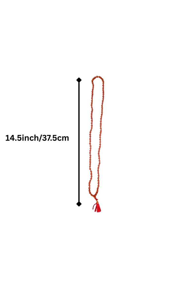 Handmade Rudraksha Mala 108 Beads – Puja, Chanting, Meditation Rosary (14.5inch/37.5cm) (Small)