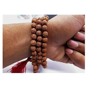 Handmade Rudraksha Mala 108 Beads – Puja, Chanting, Meditation Rosary (14.5inch/37.5cm) (Small)