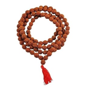 Handmade Rudraksha Mala 108 Beads – Puja, Chanting, Meditation Rosary (14.5inch/37.5cm) (Small)