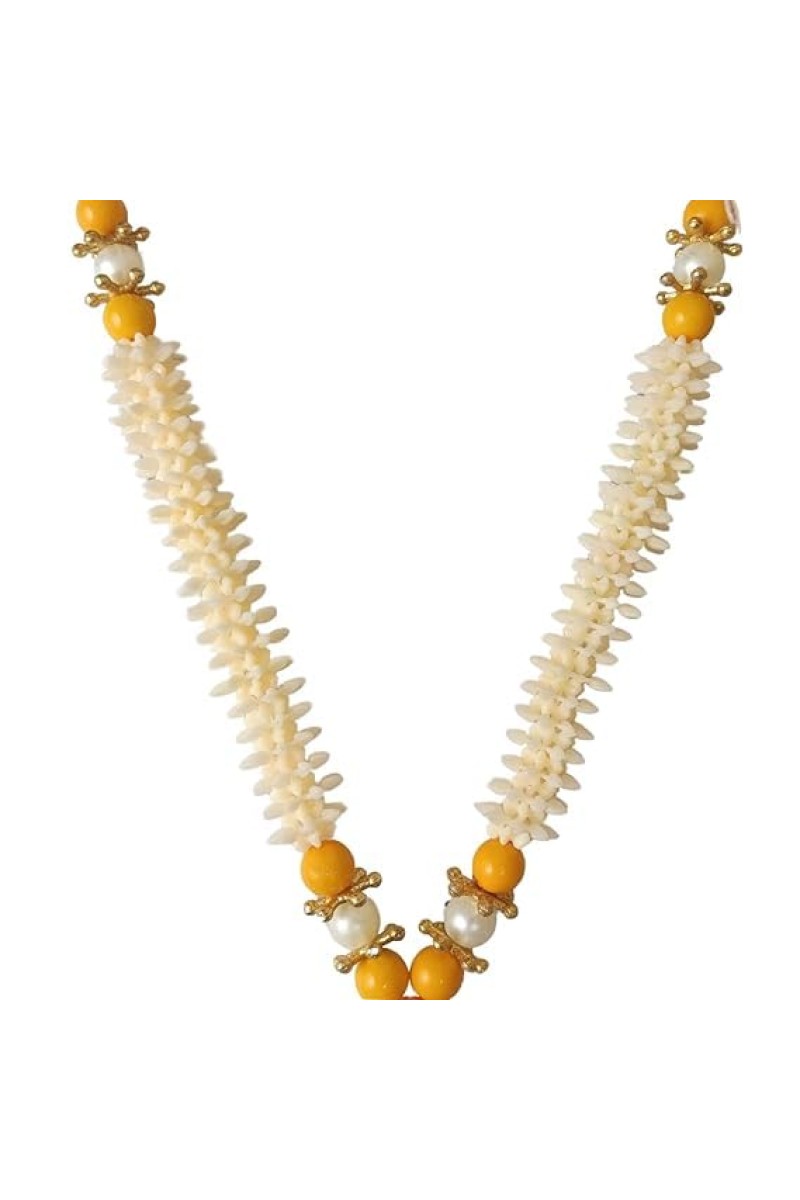 Hitech Sales Traditional Artificial Beaded Mala for Pooja, Festivals, and Decorations | Pearl and Bead Garland with Red Thread (Small - 22 cm,)