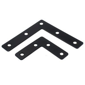 L-Shaped Flat Corner Brackets - Heavy Duty Iron Right Angle Braces with Pre-Drilled Holes for Furniture, Shelving, and Woodworking (Pack of 10) with 40 Screws.
