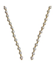 Hitech Sales Artificial Pearl Garland Mala Necklace | Decorative Pearl Chain for Pooja, Mandir, and Festive Decorations | White and Gold Beads Mala with Hanging Pendant (Small, 1, Piece)