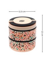 HiTechMart Stylish 2-Tier Lunch Box with Handle | Insulated, Leak-Proof Food Storage Container | BPA-Free, Portable Tiffin for Office, School, or Travel (Multicolor 1)