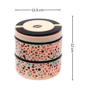 HiTechMart Stylish 2-Tier Lunch Box with Handle | Insulated, Leak-Proof Food Storage Container | BPA-Free, Portable Tiffin for Office, School, or Travel (Multicolor 1)