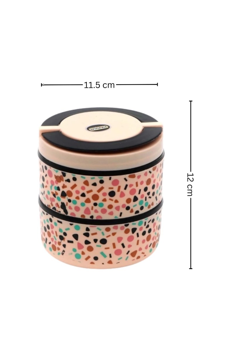 HiTechMart Stylish 2-Tier Lunch Box with Handle | Insulated, Leak-Proof Food Storage Container | BPA-Free, Portable Tiffin for Office, School, or Travel (Multicolor 1)