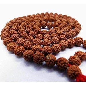 Handmade Rudraksha Mala 108 Beads – Puja, Chanting, Meditation Rosary (14.5inch/37.5cm) (Small)
