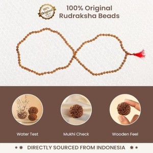 Handmade Rudraksha Mala 108 Beads – Puja, Chanting, Meditation Rosary (14.5inch/37.5cm) (Small)