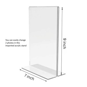Anandamayee Debi Acrylic T-Style Photo Stand - 7x9 Inches, Compact and Stylish Spiritual Display, easily change 2 photos (Pack of 1)