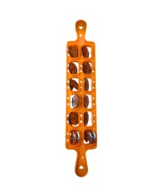 Khartal - Traditional Indian Hand Cymbals with Ergonomic Grip for Easy Playing, 10 Pair Set, Bright Orange Color