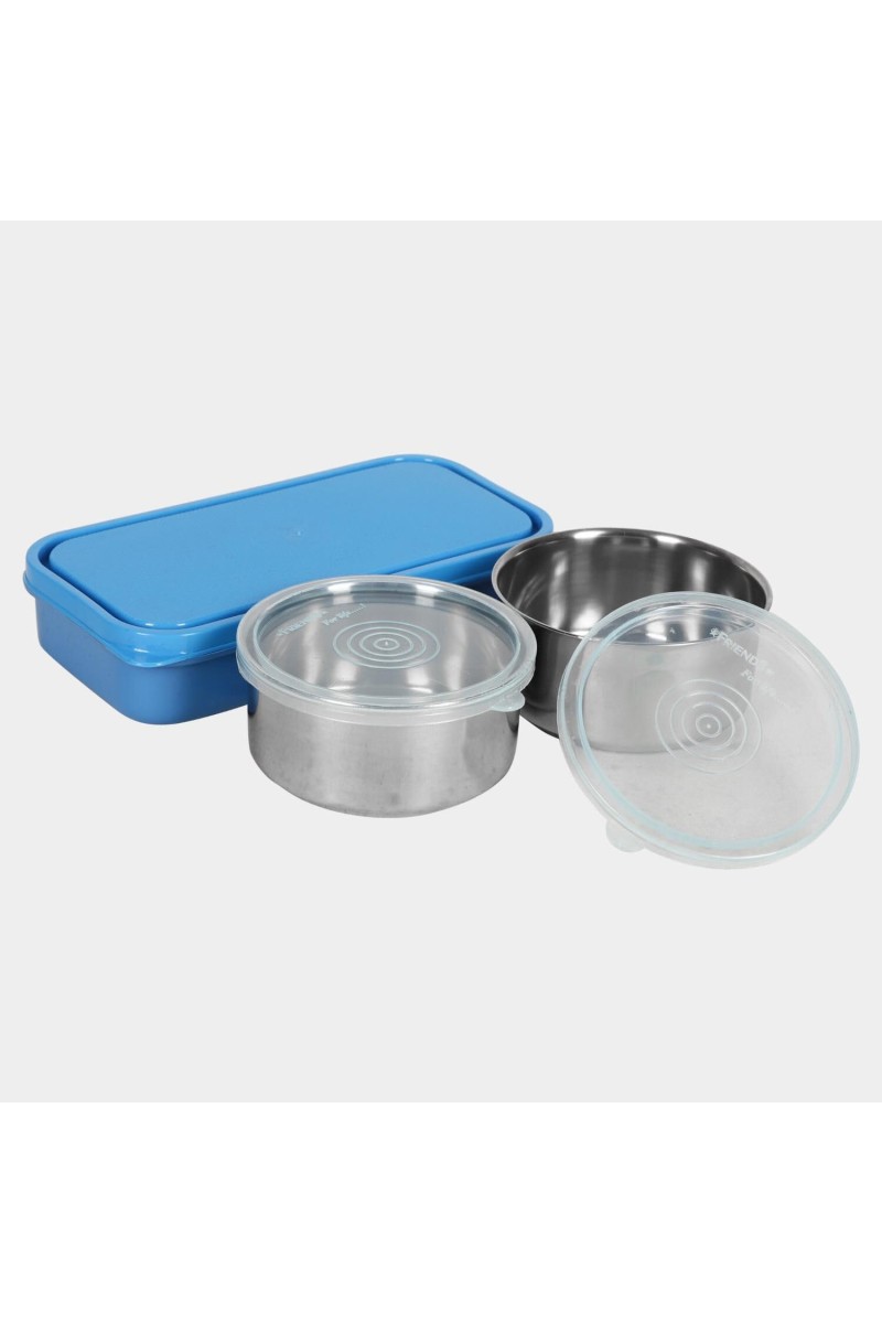Steel Lunch Box - 2 Bowls,1Container 1Bag Bowl: 10 X 5 cm, Box: 20 X 10 X 4.5 cm, 2 Steel Bowl,1 Container,1 Bag
