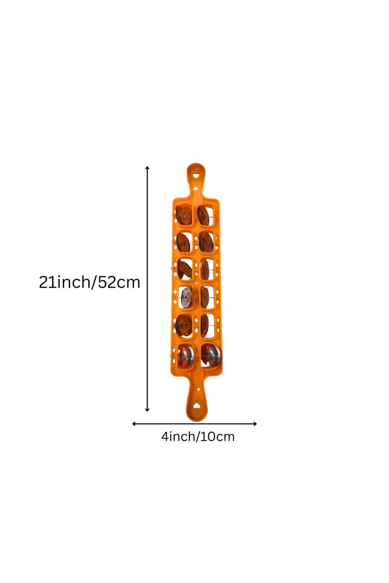 Khartal - Traditional Indian Hand Cymbals with Ergonomic Grip for Easy Playing, 10 Pair Set, Bright Orange Color