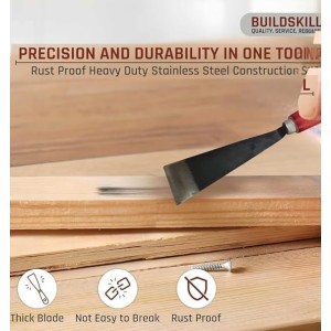 Knife Scraper Tool with Wooden Handle | Steel Blade Wall Putty Applicator Tool for Painting, Filling & Repair Work (Small)