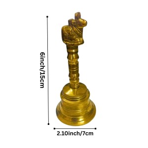 Pure Brass Nandi ghanti design with Trishul | Traditional Pooja Ghanti and Trishul Set for Mandir | Handcrafted Brass Religious Decor for Home, Temple & Festive Rituals (combo of 2)