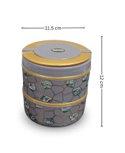 HiTechMart Stylish 2-Tier Lunch Box with Handle | Insulated, Leak-Proof Food Storage Container | BPA-Free, Portable Tiffin for Office, School, or Travel (Multicolor 2)