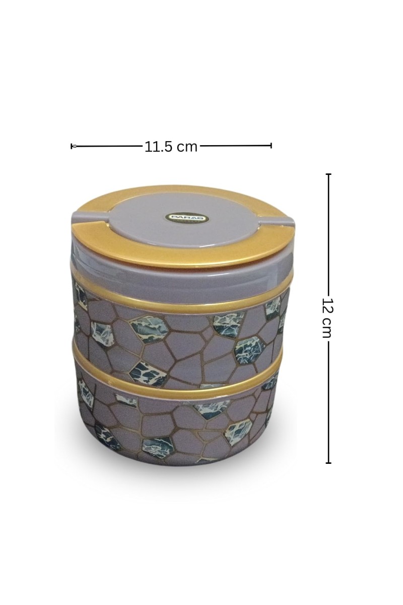 HiTechMart Stylish 2-Tier Lunch Box with Handle | Insulated, Leak-Proof Food Storage Container | BPA-Free, Portable Tiffin for Office, School, or Travel (Multicolor 2)
