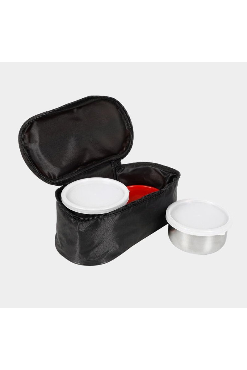 Hitech Sales 300ml Plastic & Steel Lunch Box – Black Leakproof Tiffin Box for Office & School