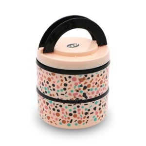 HiTechMart Stylish 2-Tier Lunch Box with Handle | Insulated, Leak-Proof Food Storage Container | BPA-Free, Portable Tiffin for Office, School, or Travel (Multicolor 1)