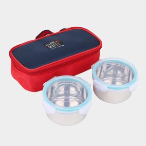 Steel Lunch Box, 2 Containers and Bag 2.6 X 4 in, 1Bag, 2 Containers