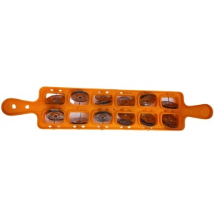 Khartal - Traditional Indian Hand Cymbals with Ergonomic Grip for Easy Playing, 10 Pair Set, Bright Orange Color