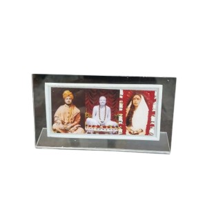 Acrylic Table Photo Frame with Sri Ramakrishna, Sarada Ma & Swami Vivekananda | Crystal Clear Religious Photo Stand for Home Temple, Office Desk & Gifting