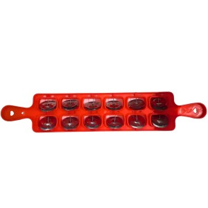 Khartal - Traditional Indian Hand Cymbals with Ergonomic Grip for Easy Playing, 10 Pair Set, Bright Orange Color (Red)