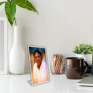 Car Desk/Table Top Mata Amritanandamayi Devi Acrylic L-Style Photo Stand - 2.5x3.5 Inches, Compact And Stylish Spiritual Display (F6694)