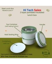 Hi Tech Sales Double Layer Lunch Box with Handle Insulated Food Storage Container for Home, Office, or Travel – Color May Vary and Stainless Steel Water Bottle 1000 ml Free