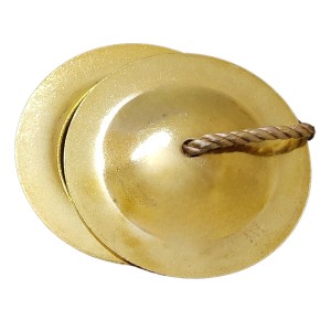 HiTechMart Handcrafted Brass Manjeera – 9cm Indian Classical Musical Instrument for Bhajan, Kirtan, Puja – Traditional Cymbals with Clear, Resonant Sound – 185gm Lightweight with Durable String