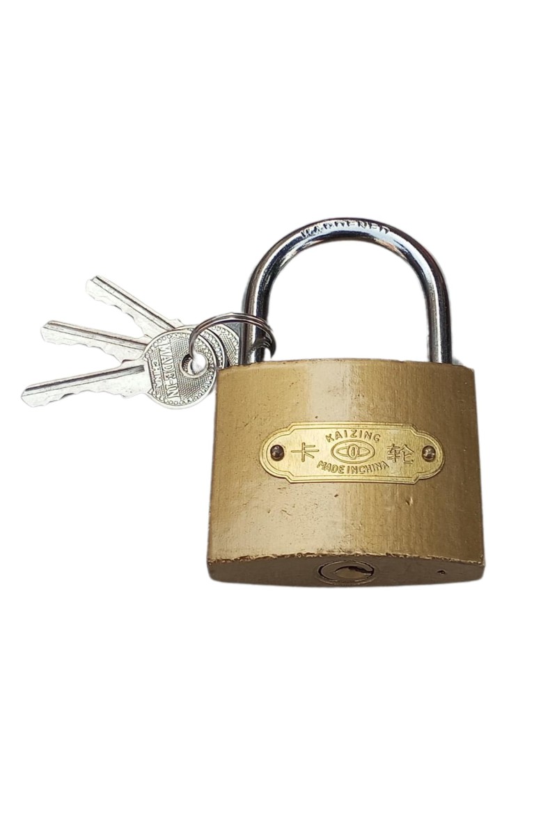 Brass Square Lock (KAIZING) with 3 Keys, Durable and Secure Lock for Home, Office, and Outdoor Use