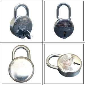 HiTechMart Heavy Duty 8-Lever Round Iron Padlock with 3 Keys, Rust-Resistant, Durable Security Lock for Home, Office, and Outdoor Use (Silver Finish)