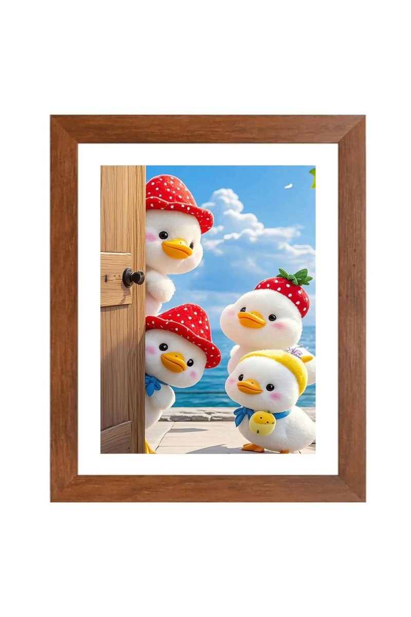 AI Funny Cute Duck Art Picture for Kids - 16x20 inches, Brown Color - Perfect Wall Decor for Children's Room