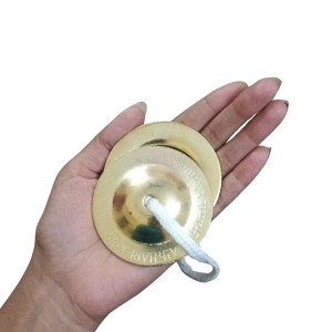 HiTechMart Handcrafted Brass Manjeera &ndash; 7.5cm Indian Classical Musical Instrument for Bhajan, Kirtan, Puja &ndash; Traditional Cymbals with Clear, Resonant Sound &ndash; 118gm Lightweight with Durable String