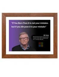Bill Gates & Famous Quote Brown Frame, 10x14InchesInspirational Wall Art for Office, Home DecorIdeal Spiritual Gift