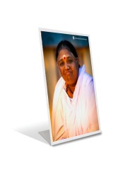 Car Desk/Table Top Mata Amritanandamayi Devi Acrylic L-Style Photo Stand - 2.5x3.5 Inches, Compact And Stylish Spiritual Display (F6694)