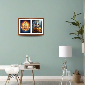 Agni deva and sri krishna Photo Frame - 17x21Inches - Spiritual Artwork for Home Decor, Puja Room and Office Decoration