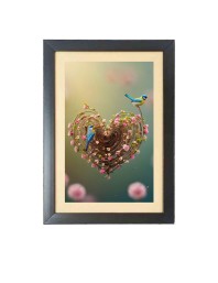 The beutiful birds Photo Frame Funny Animal and Bird Cartoon Art, Black color, 17x21 Inch