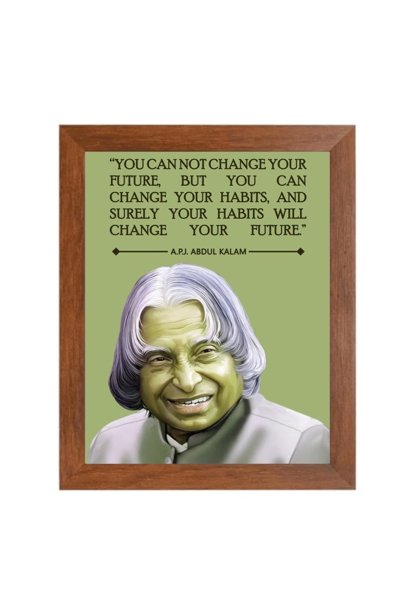 A P J Abdul Kalam & Famous Quote Brown Frame, 18x22InchesInspirational Wall Art for Office, Home DecorIdeal Spiritual Gift