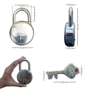 HiTechMart - METLOX Round Padlock 65mm with 8 Steel Levers, Double Locking Mechanism, Heavy Duty Iron Body with 3 Keys – Ideal for Home, Office, and Outdoor Security