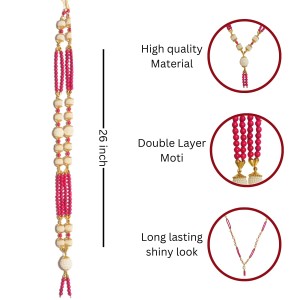 Handmade Multicolor Pearl Moti Mala Garland | 26 inch Decorative Haar for God Idol, Temple & Home Décor