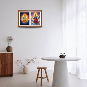 Agni deva and indra Photo Frame - 13x17Inches - Spiritual Artwork for Home Decor, Puja Room and Office Decoration