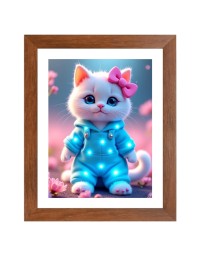 AI Funny Cute Kitty Cat Art Picture for Kids - 18x22 inches, Brown Color - Perfect Wall Decor for Children's Room