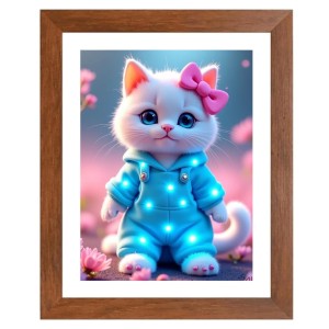 AI Funny Cute Kitty Cat Art Picture for Kids - 18x22 inches, Brown Color - Perfect Wall Decor for Children's Room