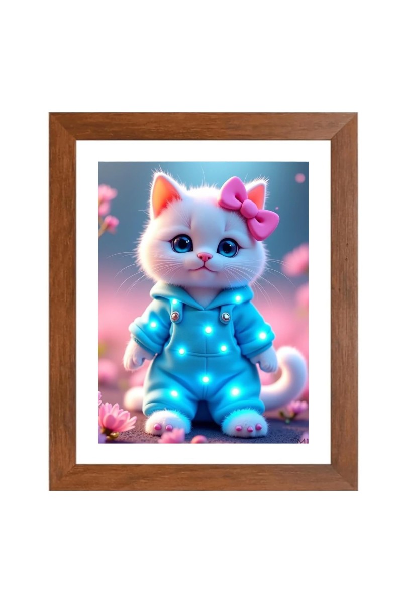 AI Funny Cute Kitty Cat Art Picture for Kids - 18x22 inches, Brown Color - Perfect Wall Decor for Children's Room