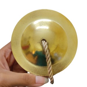 HiTechMart Handcrafted Brass Manjeera – 9cm Indian Classical Musical Instrument for Bhajan, Kirtan, Puja – Traditional Cymbals with Clear, Resonant Sound – 185gm Lightweight with Durable String